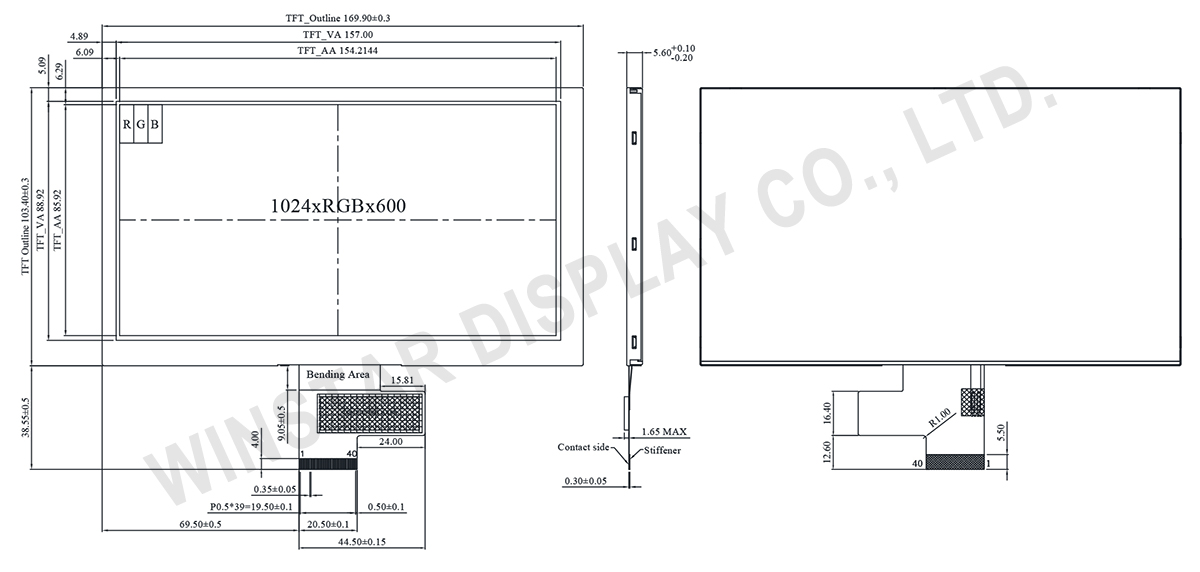 7-inch Wide-Temperature TFT Display Module (IPS, 600 nits, LVDS Interface) - WF70D5TWAHLNN0