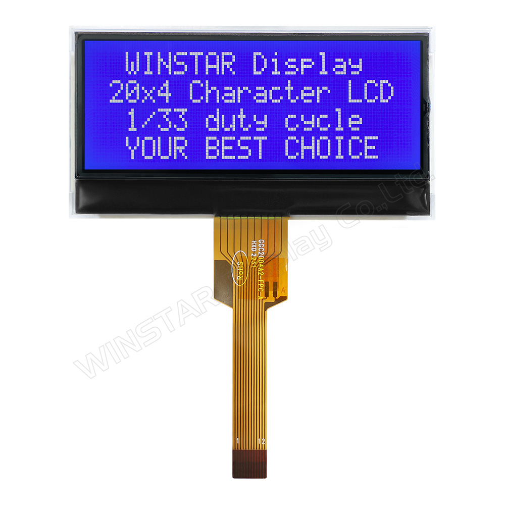 20x4 字元型 COG LCD顯示模組帶FPC - WO2004C