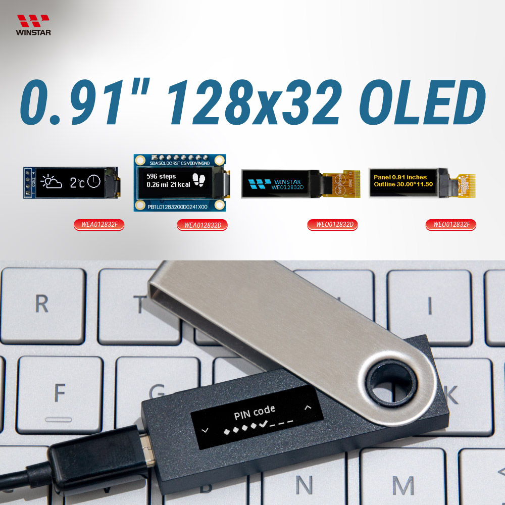 Módulos de display OLED I2C 0,91 polegadas 128x32, Display I2C - WEO012832F