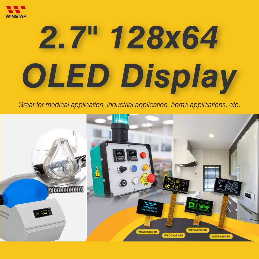 2.7 I2C 128x64 Wyświetlaczy graficznych OLED (Gray level) - WEO012864U