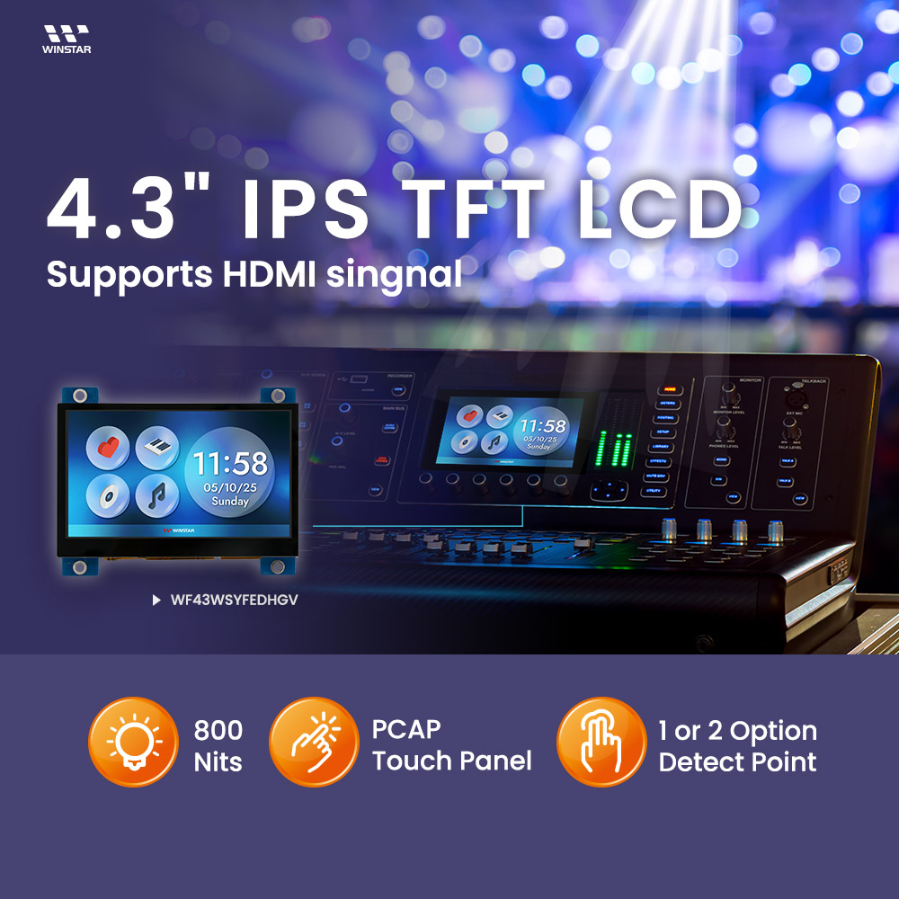 Wyświetlacz For HDMI Signal PCAP TFT 4.3 calowy w słońcu - WF43WSYFEDHGV