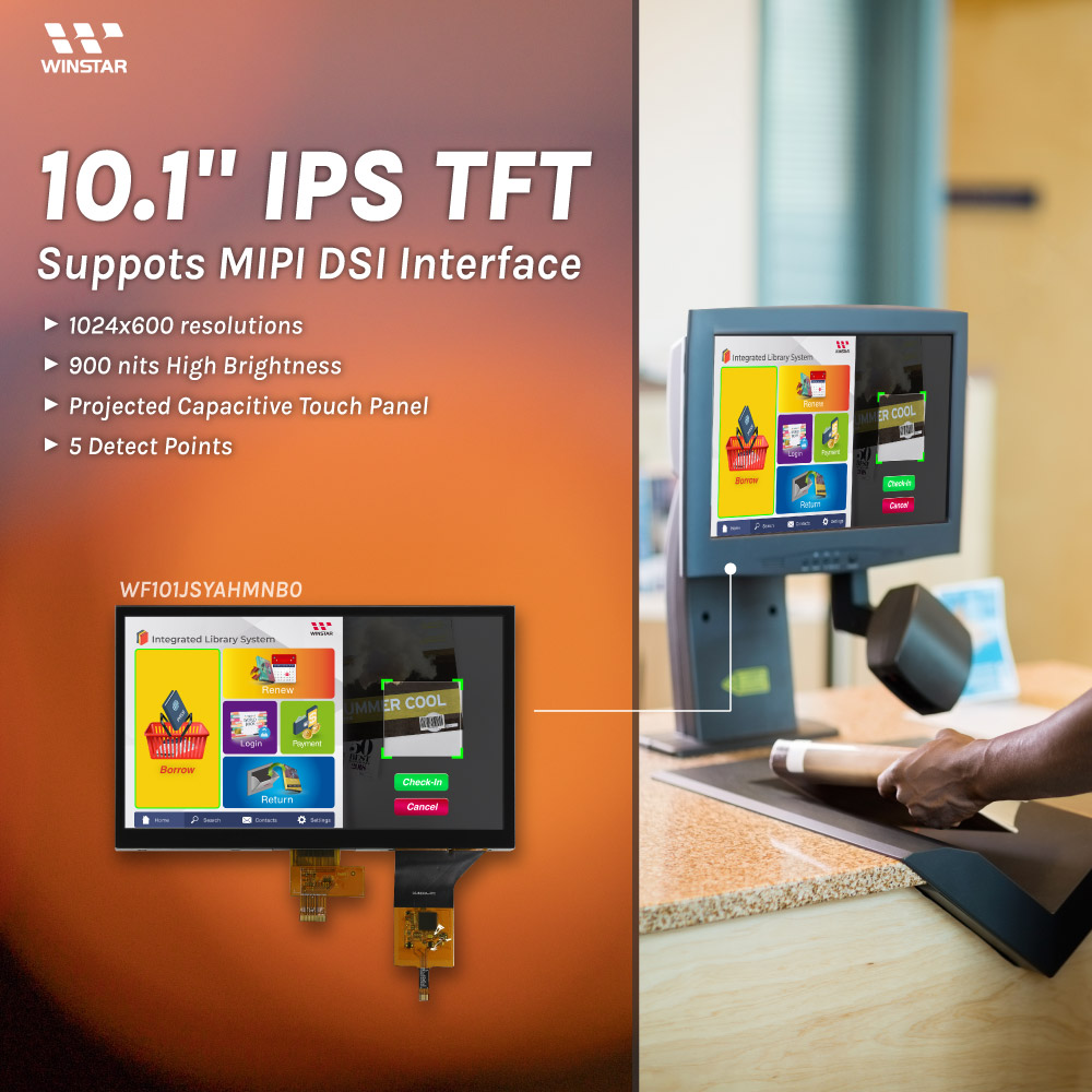 高亮 IPS MIPI 1024x600 10.1吋 PCAP TFT模組 - WF101JSYAHMNB0