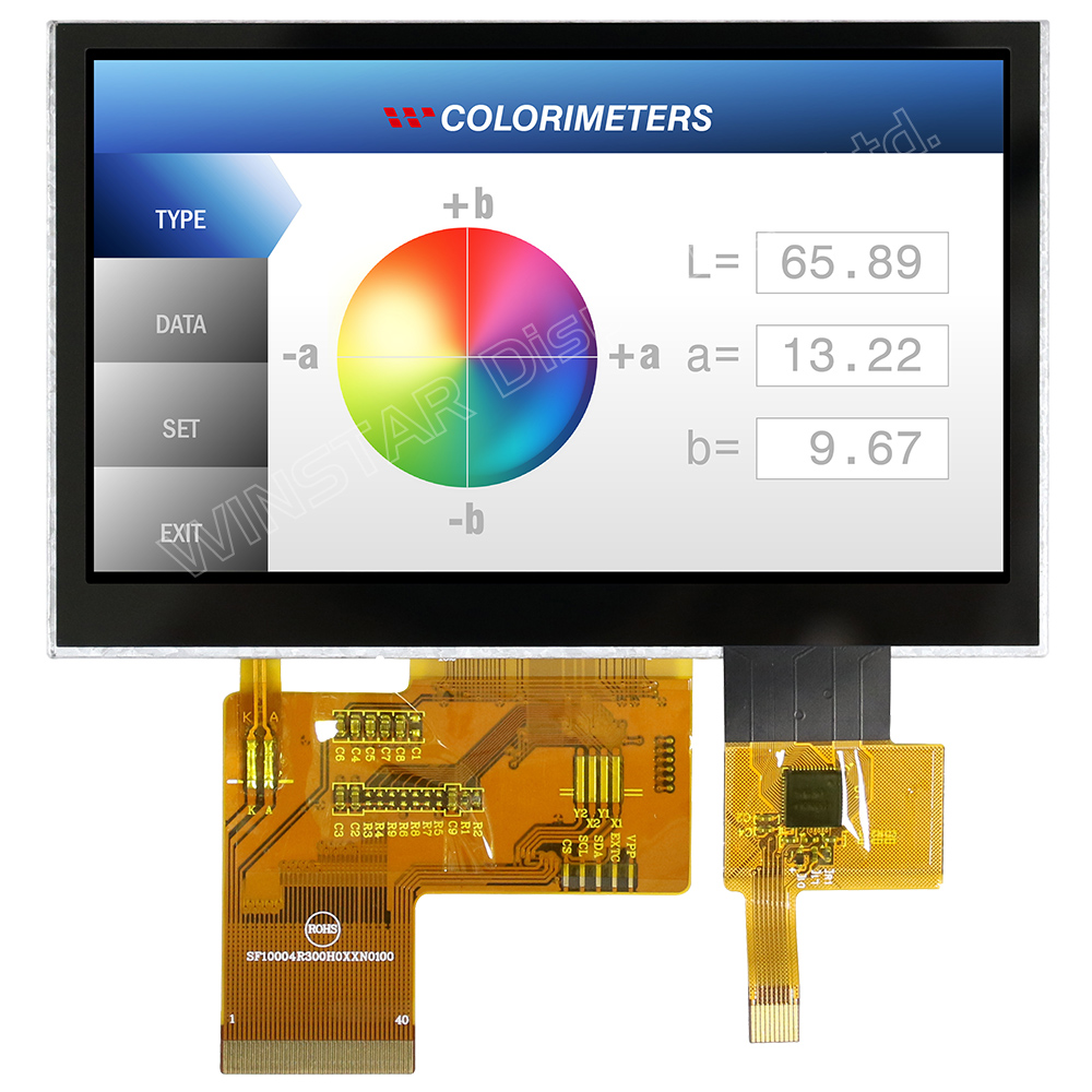 Display TFT alto Brilho com Toque de Tela Capacitivo de 4.3 polegadas, 480x272, ST7282, RGB - WF43VSIAEDNGA