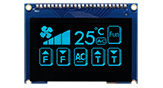 12864, 2.42寸OLED点阵屏搭载电容式触控面板、PCB和铁框 - WEO012864J-CTP