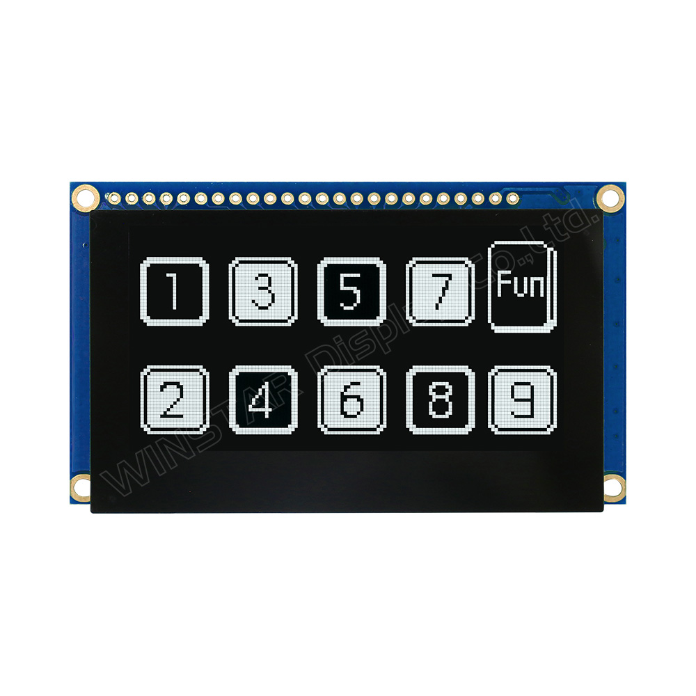 2.7吋,128x64 COG 触控 OLED显示模组 + 铁框 +PCB - WEP012864Q-CTP