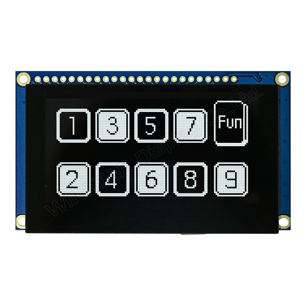 2.7吋,128x64 COG 觸控 OLED 顯示模組 + 鐵框 +PCB - WEP012864U-CTP