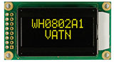 小型LCDモジュール(VA 垂直配向液晶) 8x2行 - 黄色